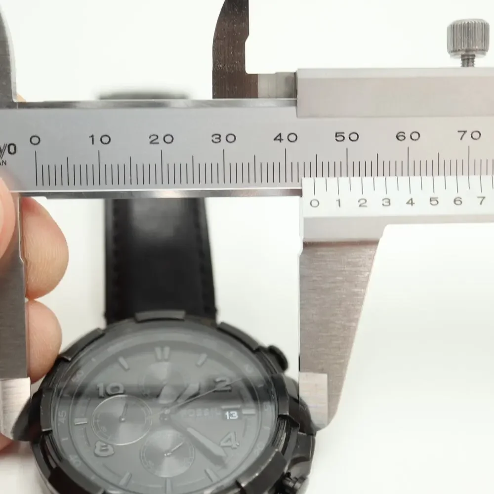 Fossil Dean Men's All Black Chronograph 45mm Watch Leather FS5133 w New Battery
